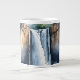 Watercolor painted waterfall jumbo mugg