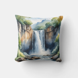 Watercolor painted waterfall kudde