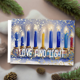 Watercolor Painting Menorah Kärlek och Light Helgkort
