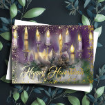 Watercolor Painting Menorah Lycklig Hanukkah Helgkort<br><div class="desc">Helgdag temaobjekt designade av Umua. Tryckt och avsänt av Zazzle eller deras närstående företag.</div>