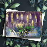 Watercolor Painting Menorah Lycklig Hanukkah Helgkort<br><div class="desc">Helgdag temaobjekt designade av Umua. Tryckt och avsänt av Zazzle eller deras närstående företag.</div>