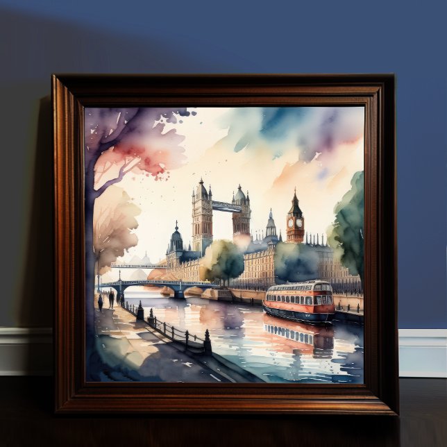 Watercolor Painting of Cityscape London England Poster (Skapare uppladdad)