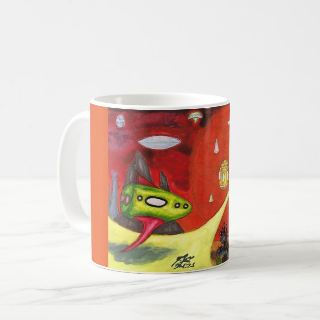 Watercolor Painting Science Fiction Dimension Art Kaffemugg (Framsida vänster)