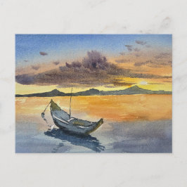 Watercolor Painting Sunset scene  Vykort