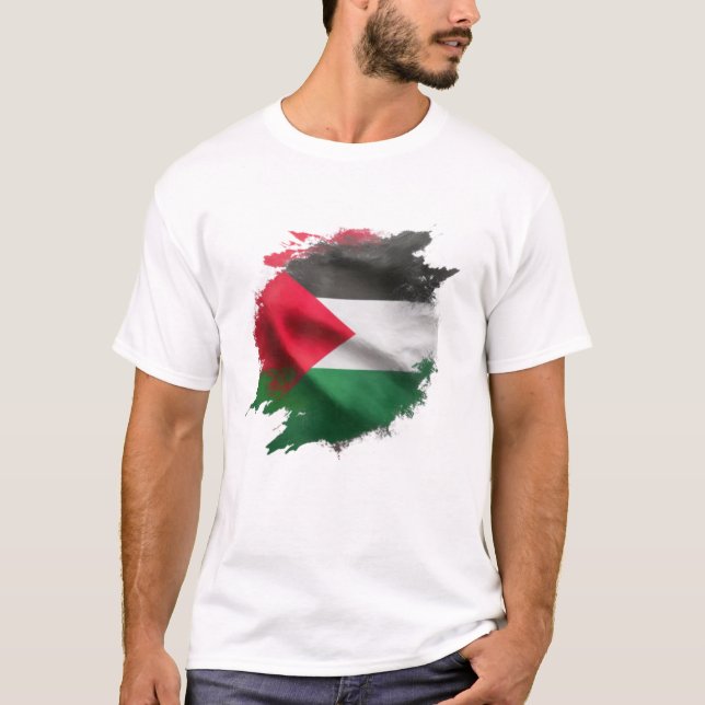 Watercolor Palestinian Flagga Artwork T Shirt (Framsida)