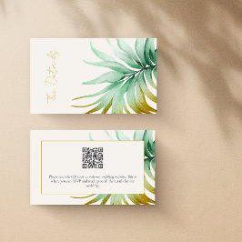 Watercolor Palm Destination Wedding QR Code Detail Tilläggskort