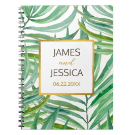 Watercolor Palm Leaves Personalized Wedding Anteckningsbok