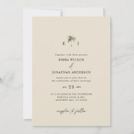 Watercolor Palm Tree Destination coastal Wedding  Inbjudningar