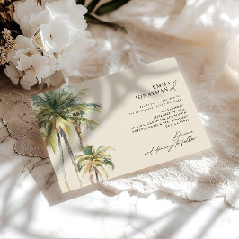 Watercolor Palm Tree Destination coastal Wedding  Inbjudningar