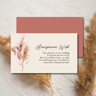 Watercolor Pampas Grass Bröllop Honeymoon Wish Tilläggskort