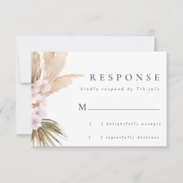 Watercolor Pampas Grass & Flowers Boho Bröllop OSA Kort