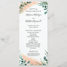 Watercolor Pampas Grass Foliage Bröllop Ceremony Program