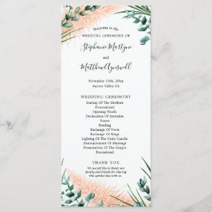 Watercolor Pampas Grass Foliage Bröllop Ceremony Program