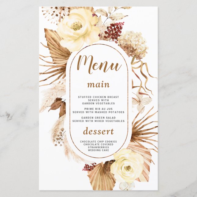 Watercolor Pampas Grass Ivory Blommigt Birthday Me (Framsida)