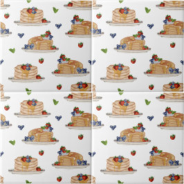 Watercolor Pancakes Berries Breakfast Brunch  Kakelplatta