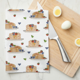 Watercolor Pancakes Berries Breakfast Brunch  Kökshandduk