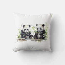 Watercolor Panda Bears Kudde