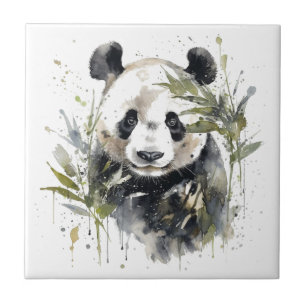 Watercolor Panda Garden Kakelplatta