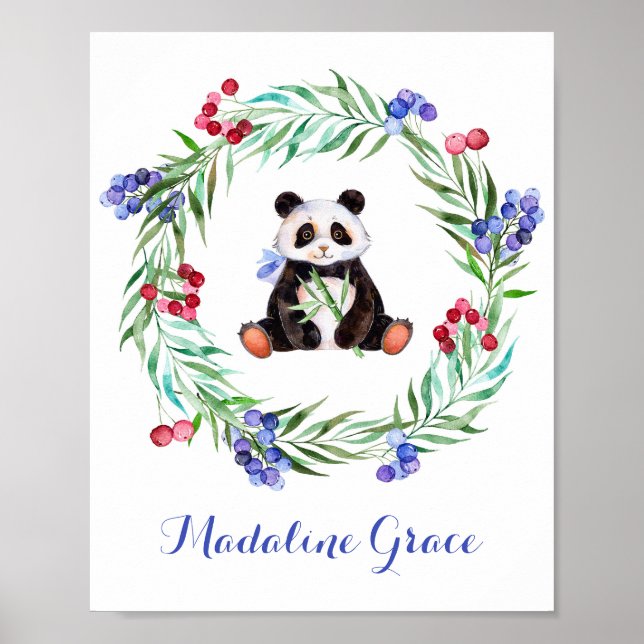 Watercolor Panda Nursery Art Poster (Framsidan)