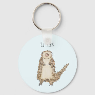 Watercolor Pangolin Illustration Nyckelring