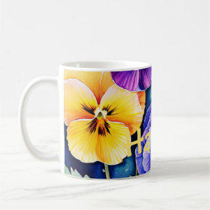 Watercolor Pansies personlig mugg