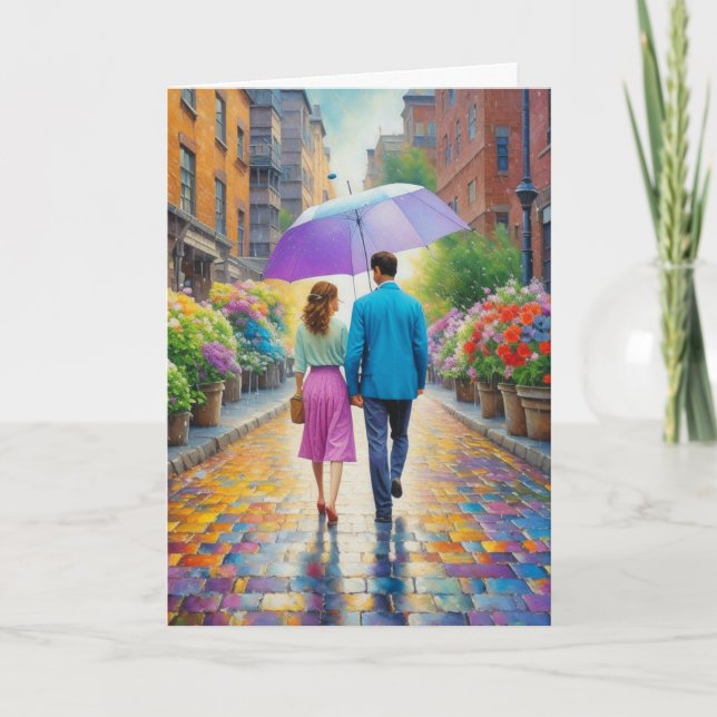Watercolor par Holding Händer Romantic Kort (Framsida)