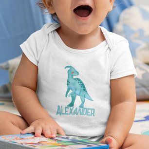 Watercolor Parasaurolophus Dinosaur Kids Namn T Shirt