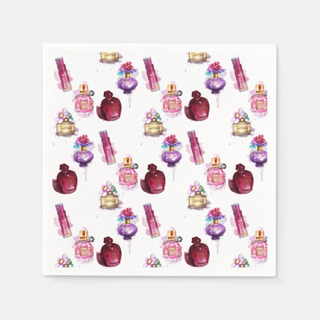 Watercolor Parfym Flaskor Pappersservett (Framsidan)