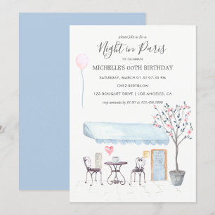 Watercolor Paris Birthday-inbjudan Inbjudningar