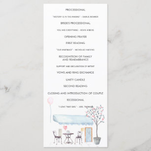 Watercolor Paris Bröllop Ceremony Program