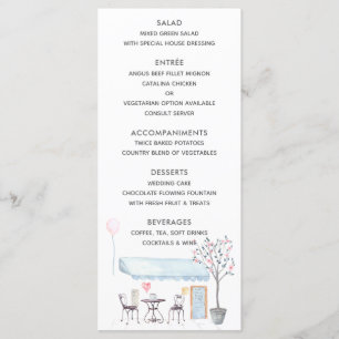 Watercolor Paris Bröllop Menu Meny
