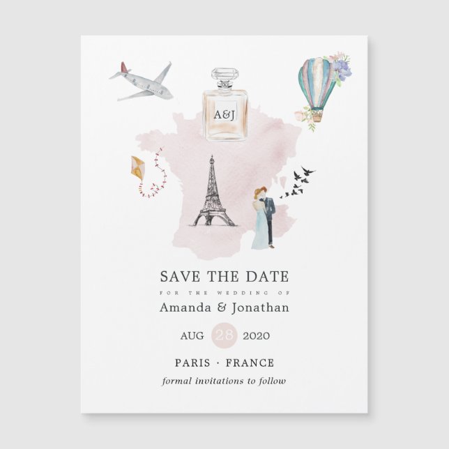 Watercolor Paris Destination Wedding Monogram (Framsida)