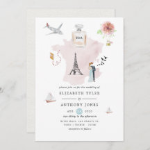 Watercolor Paris Destination Wedding Monogram
