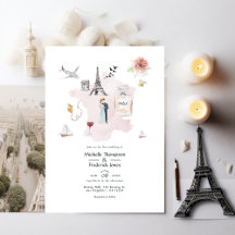 Watercolor Paris Destination Wedding Monogram