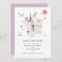 Watercolor Paris Destination Wedding Monogram