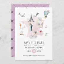Watercolor Paris Destination Wedding Monogram