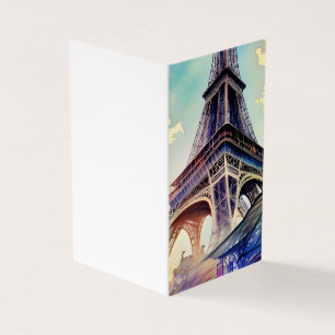 Watercolor Paris Effel Torn Visitkort