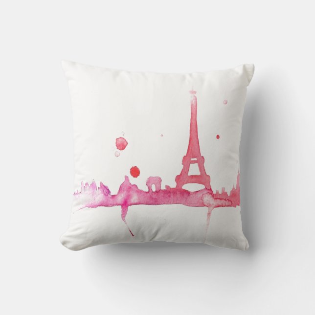 Watercolor Paris Pillow by Megaflora Kudde (Framsida)