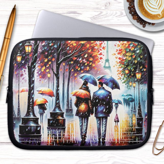 Watercolor Paris Romantic Rainy Day Laptop sleeve (Skapare uppladdad)