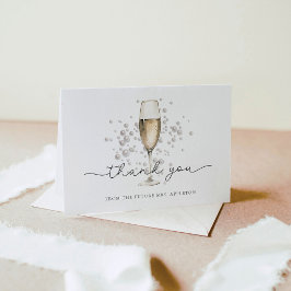 Watercolor Pärlor & Prosecco Bröllopsdusch Tack Kort