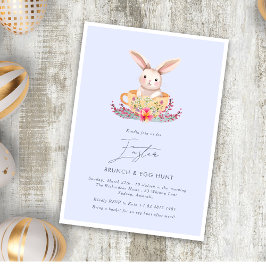 Watercolor Påsk Brunch Blommigt bunny Elegant Inbjudningar