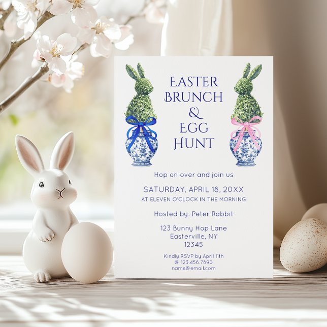 Watercolor Påsk Brunch och Egg Hunt Bunny Inbjudningar (Skapare uppladdad)