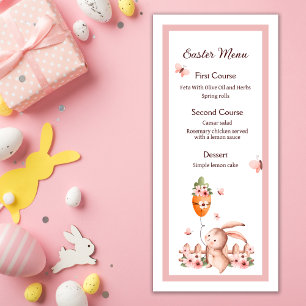 Watercolor Påsk Cute Bunny med Balloon Menu