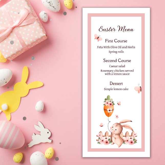 Watercolor Påsk Cute Bunny med Balloon Menu (Skapare uppladdad)