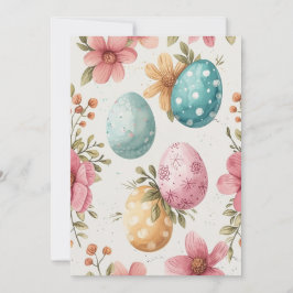 Watercolor Påskägg Card, Glad påsk Julkort