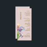 Watercolor Pastel Calla Lily Bröllop Menu Meny<br><div class="desc">Föreställ dina gäster en vackert designad bröllop-meny med pastel rosa och blue calla lilies. Den här elegant-menyn lägger till en personlig blommigt till bord som tar emot mottagningen,  som ett komplement till det övergripande bröllop-temat.</div>