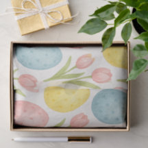 Watercolor Pastel Easter Eggs Tulip Pattern 