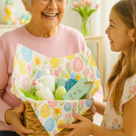 Watercolor Pastel Easter Eggs Tulip Pattern 