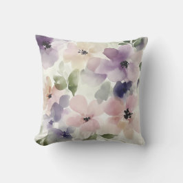 Watercolor Pastel Floral Pillow Kudde