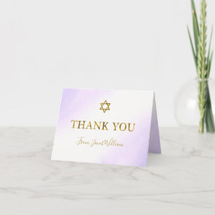 Watercolor Pastel Lila Guld Pub Mitzvah Tack Kort